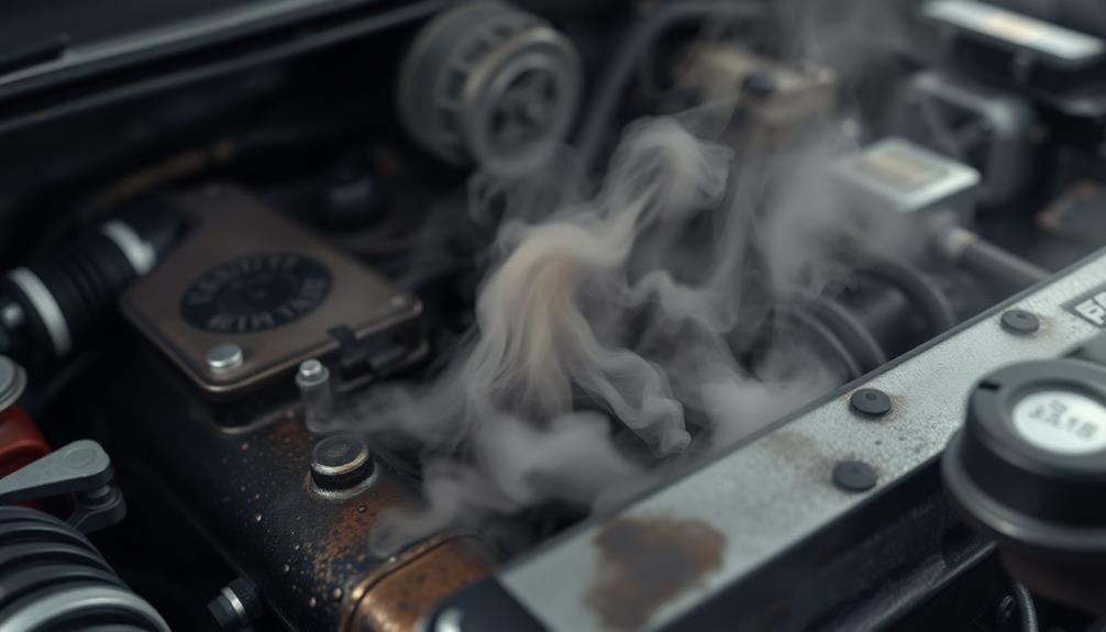 burnt oil and coolant