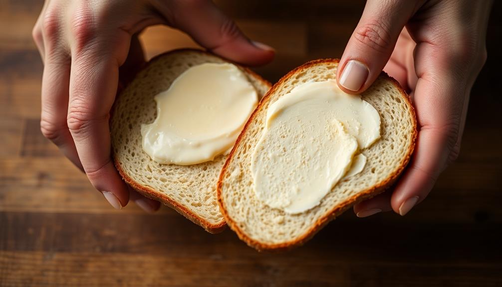 butter bread evenly both