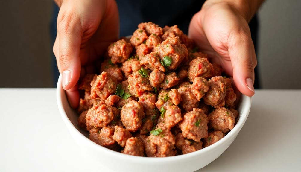 combine ground meat thoroughly