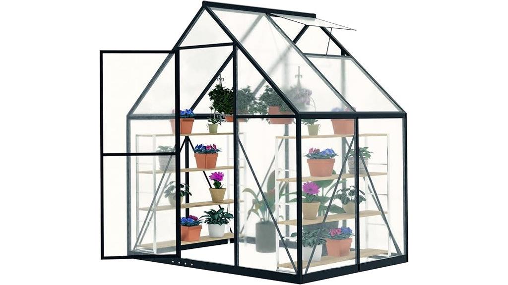 6x4ft polycarbonate greenhouse