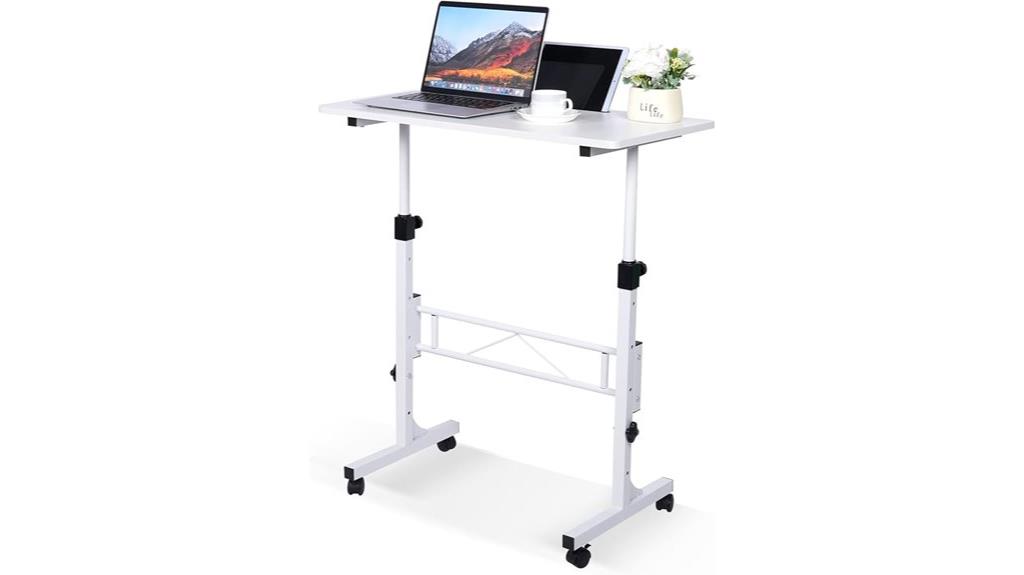 adjustable desk with wheels