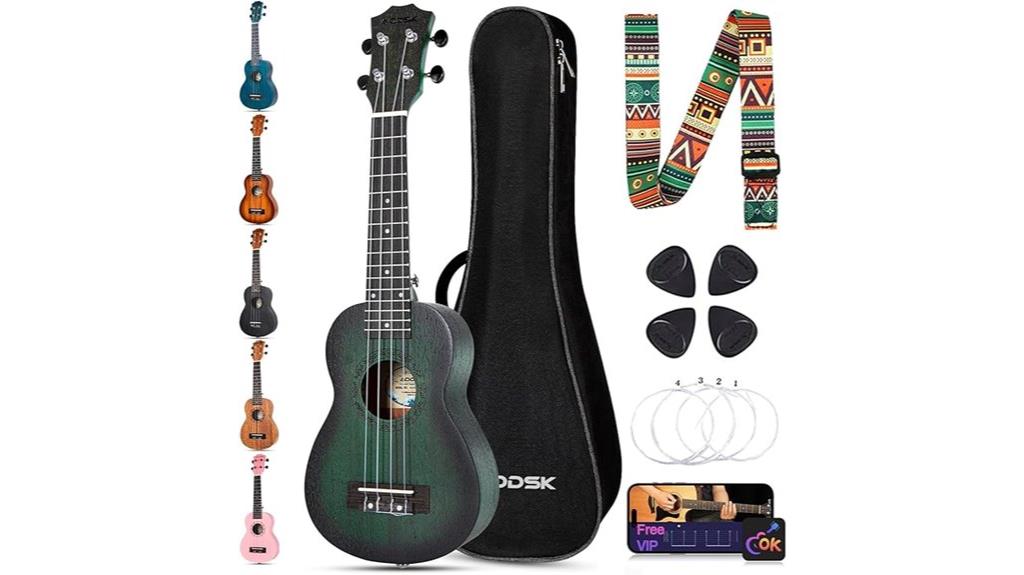 beginner green soprano ukulele