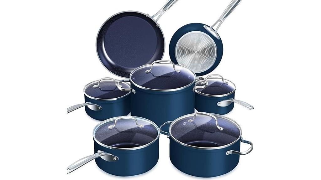 blue ceramic nonstick cookware