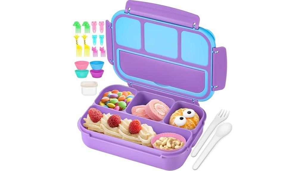 colorful 4 compartment bento kit