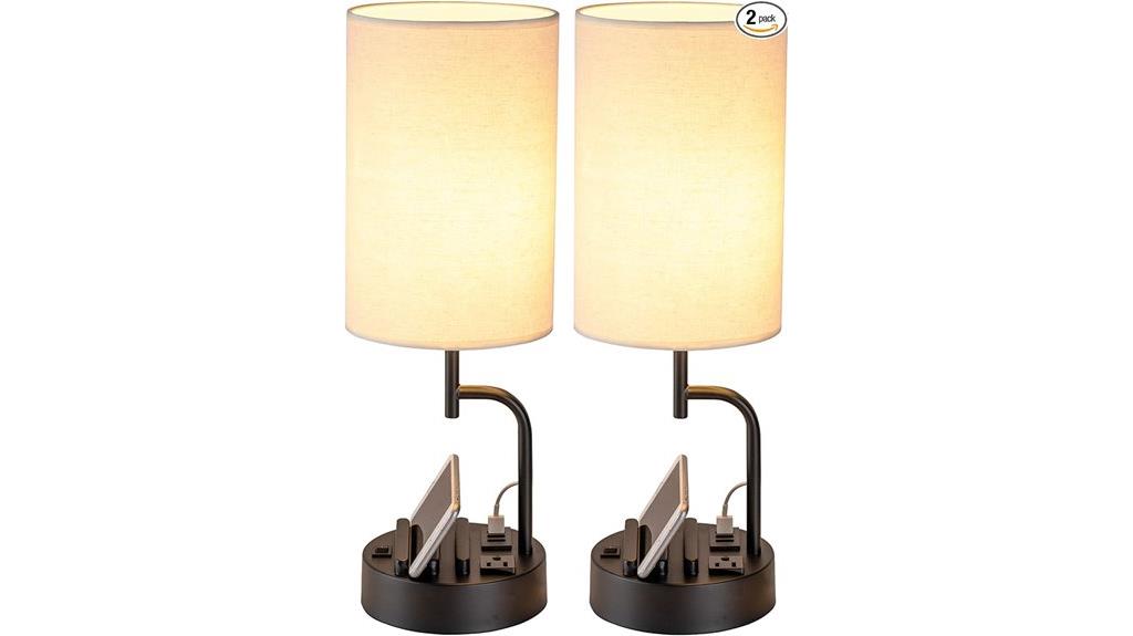 dual usb bedside lamps