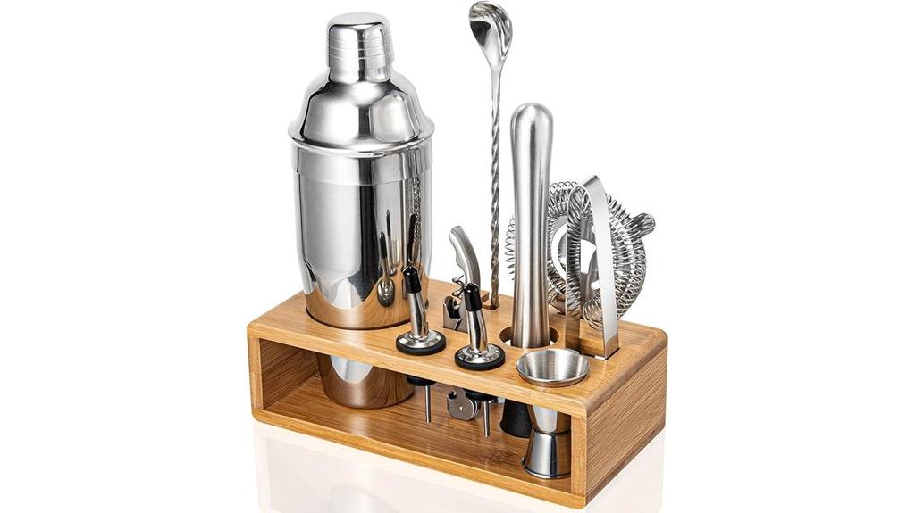 elegant bamboo bartender set