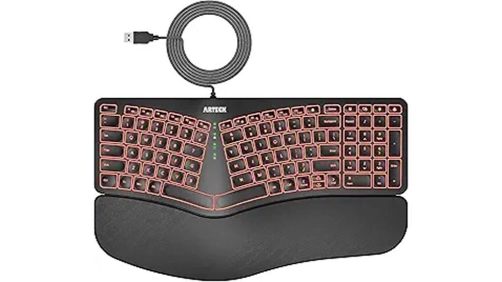 ergonomic wired keyboard with wrist support