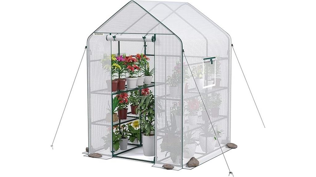 greenhouse with shelves