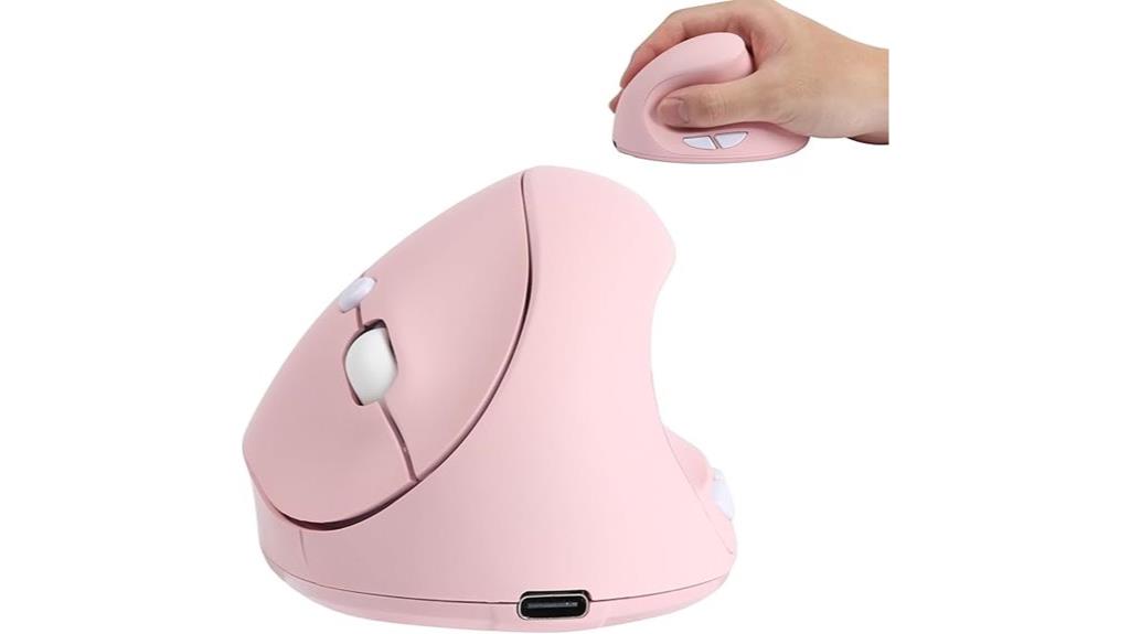 pink ergonomic wireless mouse