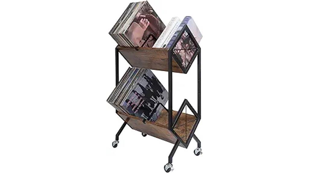 portable two tier vinyl rack
