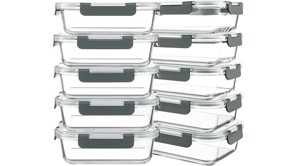 set of ten glass containers
