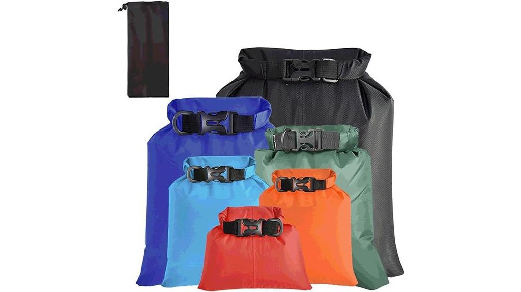 six waterproof outdoor dry bags