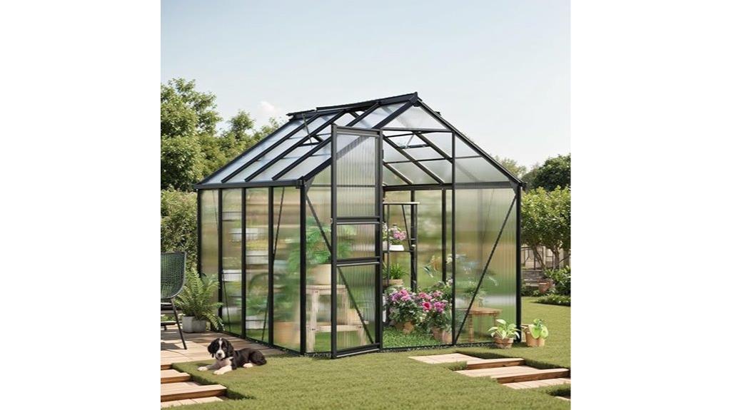 small aluminum greenhouse with vent