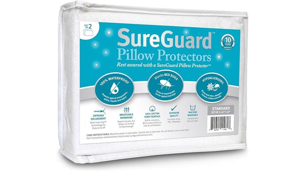 two waterproof pillow protectors