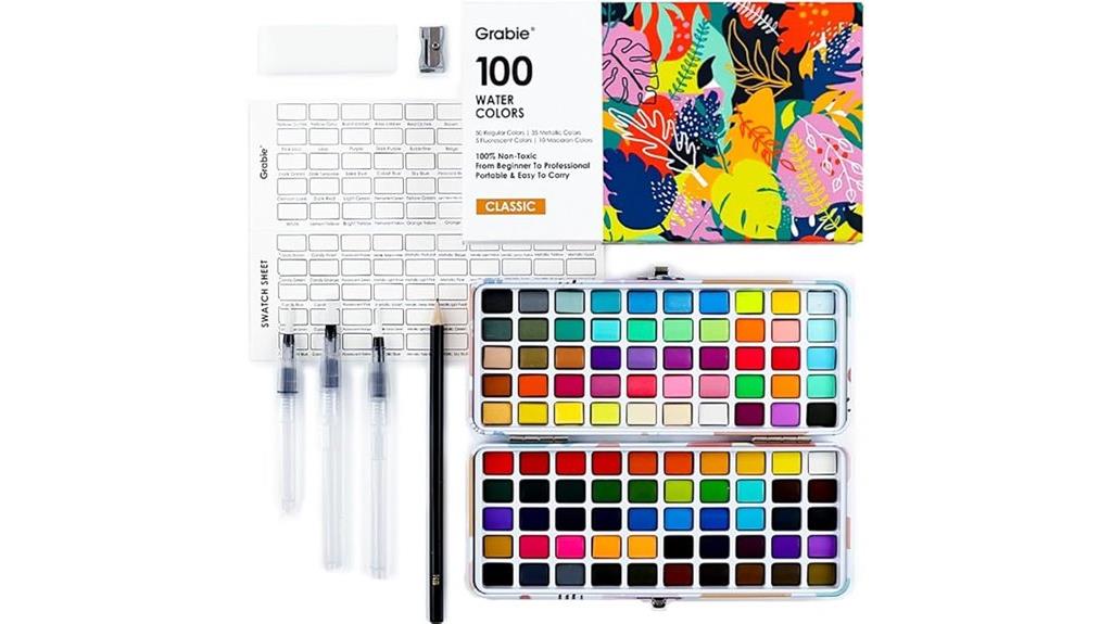 vibrant 100 color watercolor set