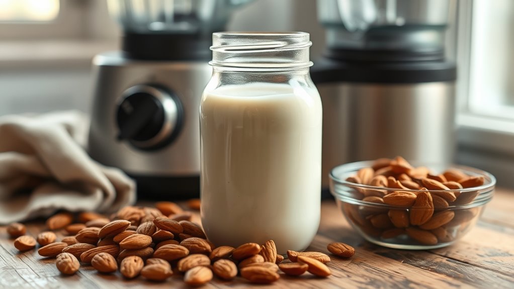 blend almonds with water
