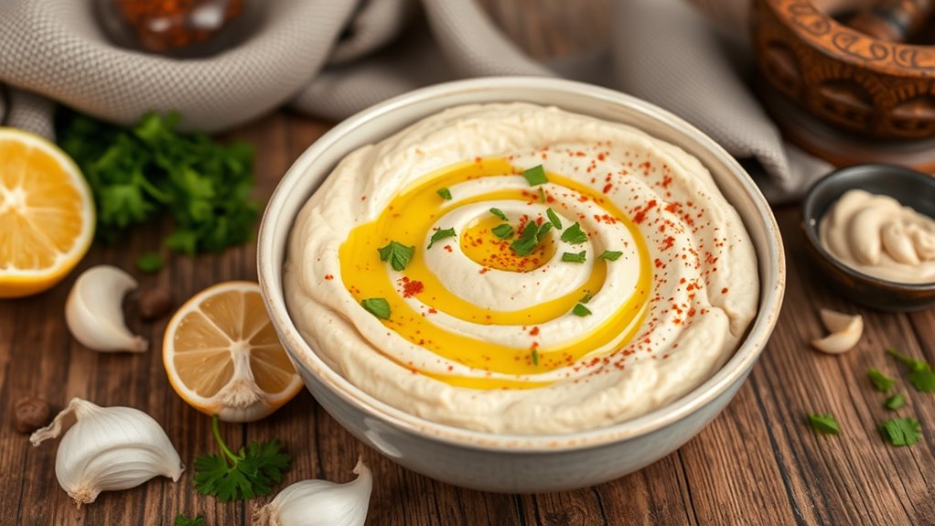 homemade creamy mediterranean hummus