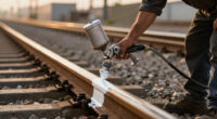 Painting The Sides Of Railroad Rails White To Reduce Derailment