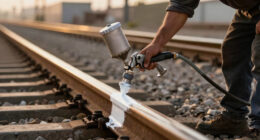 Painting The Sides Of Railroad Rails White To Reduce Derailment